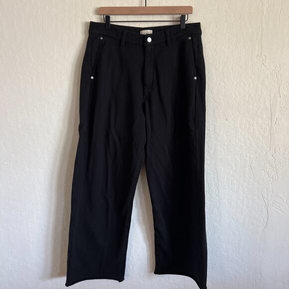 DL1961 Hepburn Knit High Rise Wide Leg Pants size 33 x 31” Black Soft Cotton - Picture 5 of 11